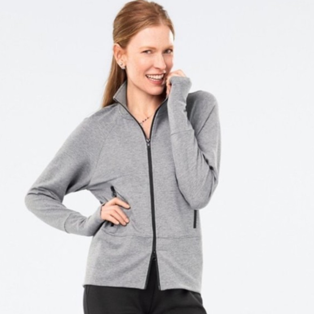 Cabi Heather Gray Pivot Jacket Zip Front #3732 Womens Size XS